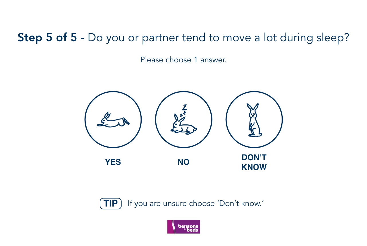 Step 5 of 5: do you or your partner tend to move a lot during sleep
