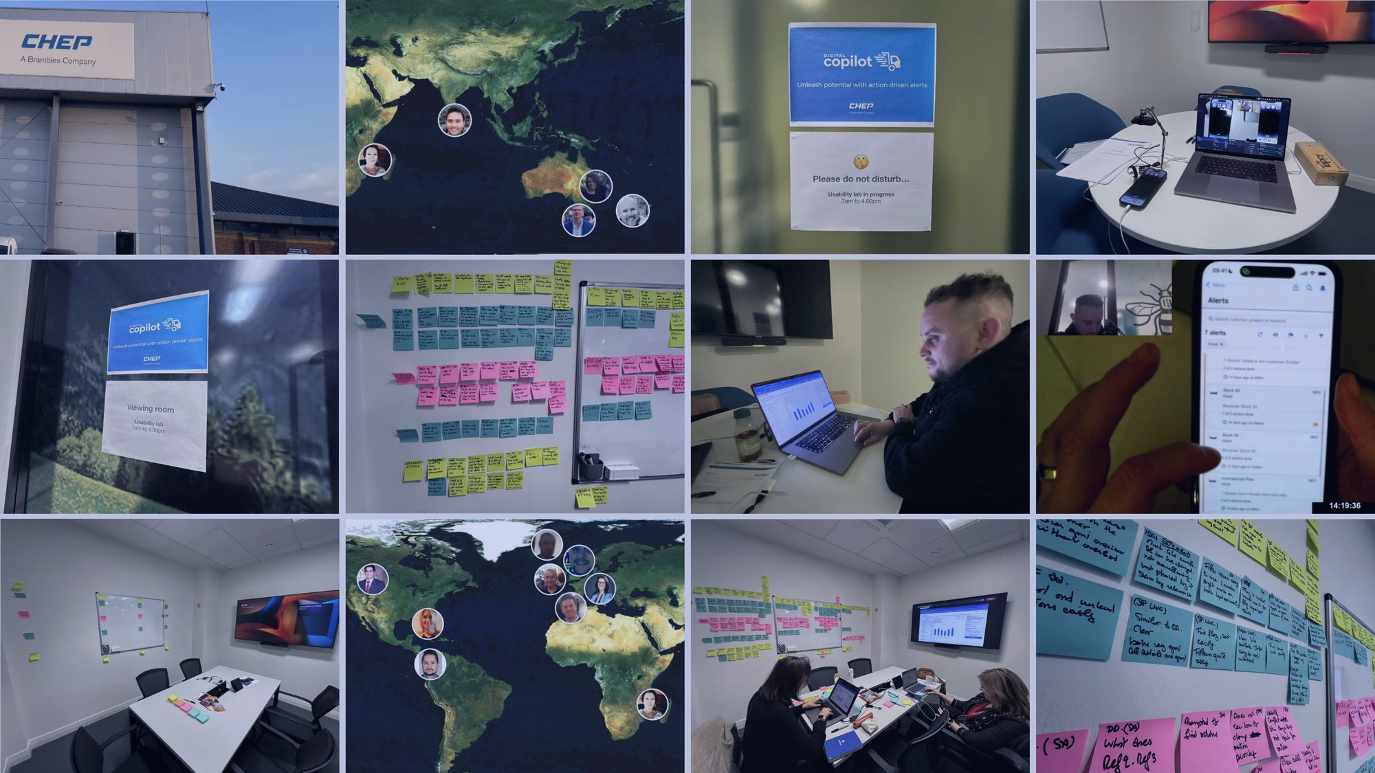 Global research synthesis wall, findings pinned across multiple regions